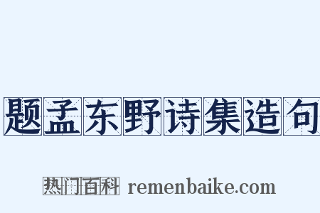题孟东野诗集造句是什么意思的图片